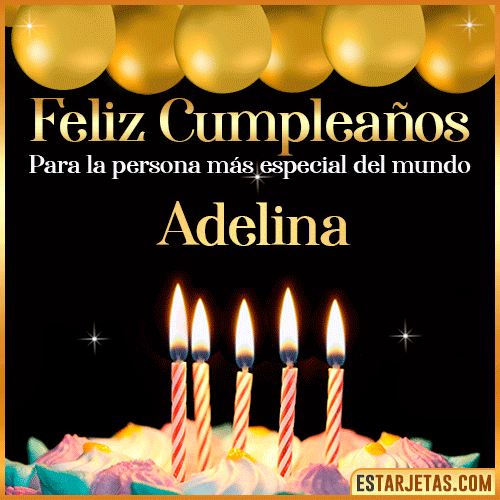 Feliz Cumpleaños gif animado  Adelina