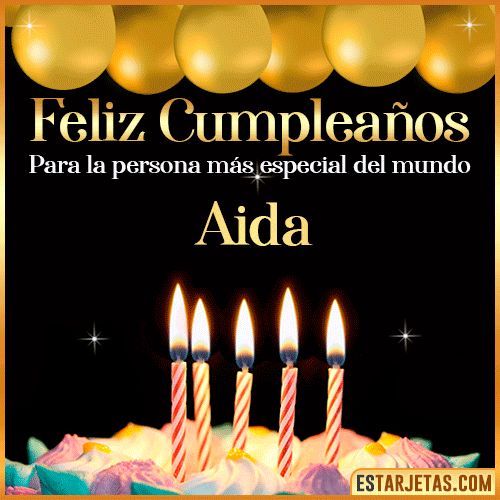 Feliz Cumpleaños gif animado  Aida