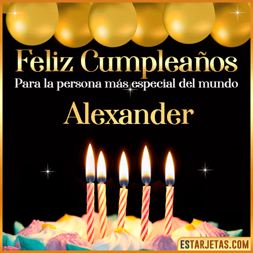 Feliz Cumpleaños gif animado  Alexander