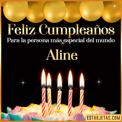 Feliz Cumpleaños gif animado  Aline