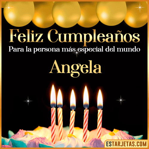 Feliz Cumpleaños gif animado  Angela