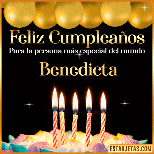 Feliz Cumpleaños gif animado  Benedicta