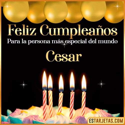 Feliz Cumpleaños gif animado  Cesar