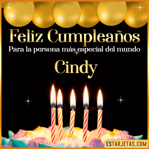 Feliz Cumpleaños gif animado  Cindy