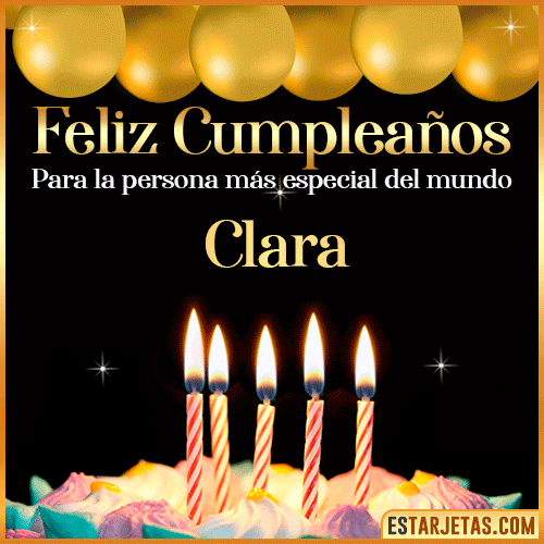 Feliz Cumpleaños gif animado  Clara