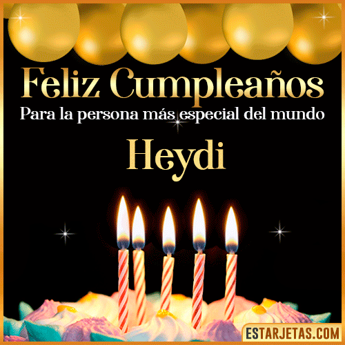 Feliz Cumpleaños gif animado  Heydi