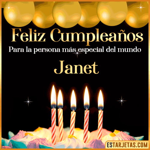 Feliz Cumpleaños gif animado  Janet