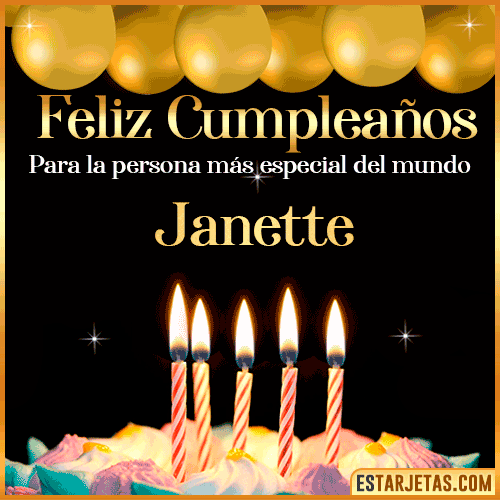 Feliz Cumpleaños gif animado  Janette
