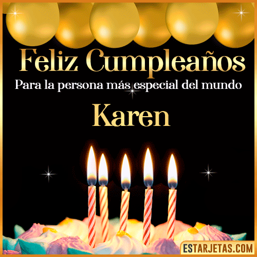 Feliz Cumpleaños gif animado  Karen