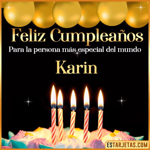 Feliz Cumpleaños gif animado  Karin