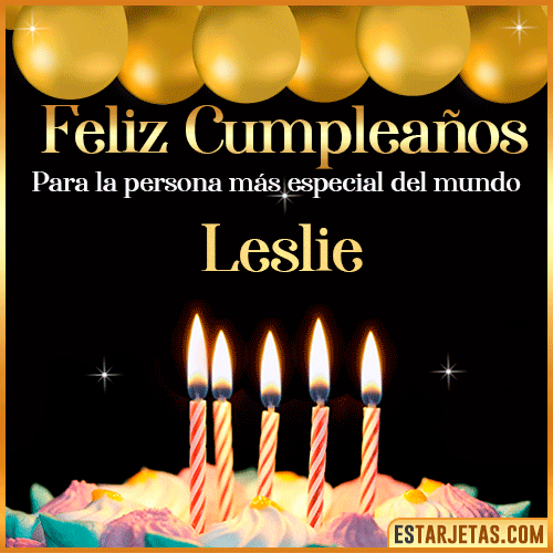Feliz Cumpleaños gif animado  Leslie
