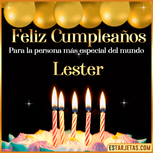 Feliz Cumpleaños gif animado  Lester