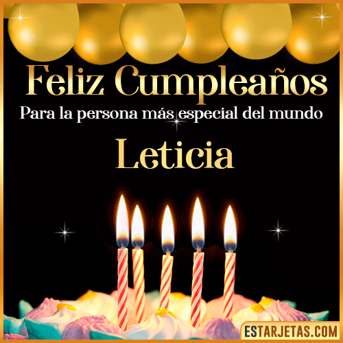 Feliz Cumpleaños gif animado  Leticia