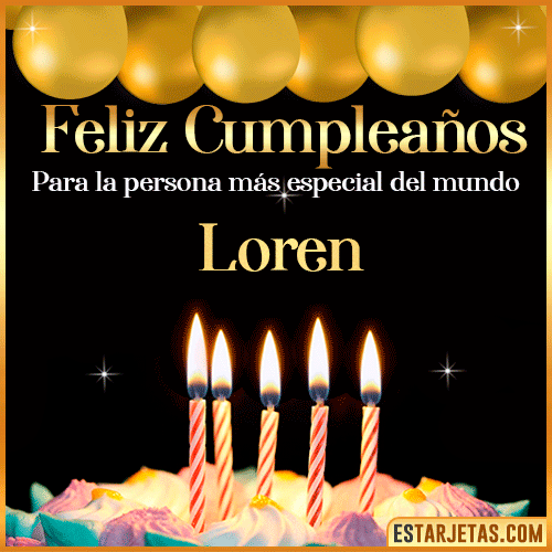 Feliz Cumpleaños gif animado  Loren