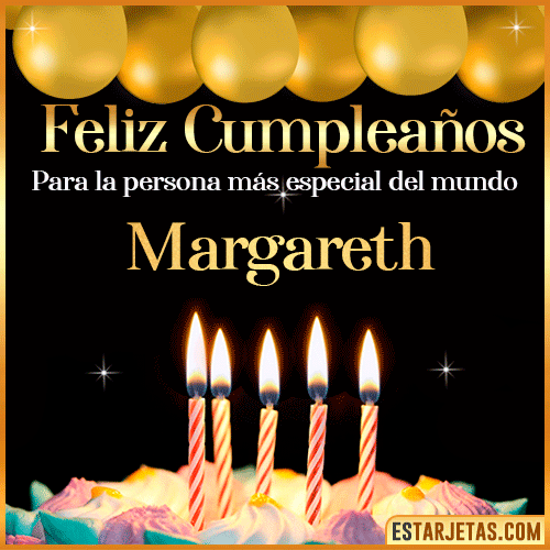 Feliz Cumpleaños gif animado  Margareth