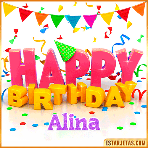 Gif Animated Happy Birthday  Alina