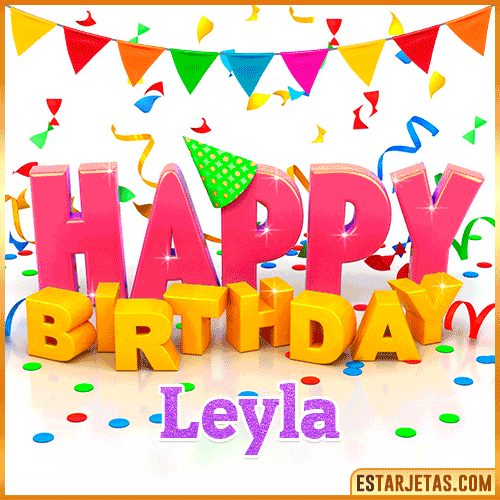 Gif Animated Happy Birthday  Leyla