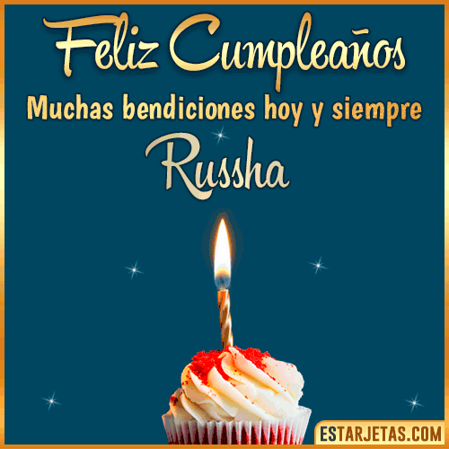 Gif de Cumpleaños con movimiento para  Russha