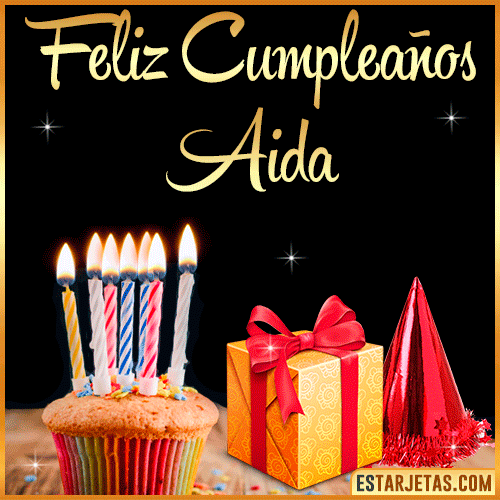 Gif de Feliz Cumpleaños  Aida