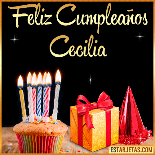Gif de Feliz Cumpleaños  Cecilia