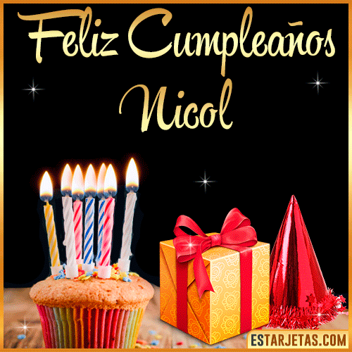 Gif de Feliz Cumpleaños  Nicol