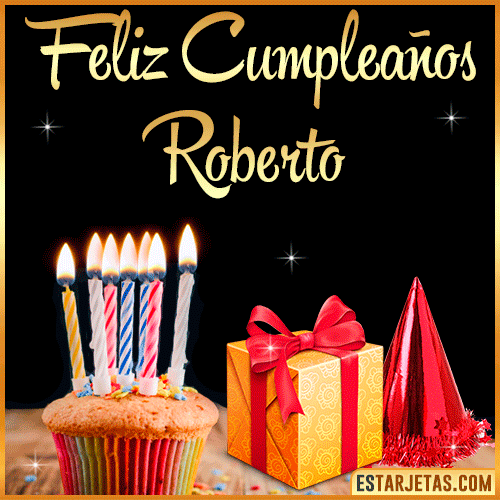 Gif de Feliz Cumpleaños  Roberto