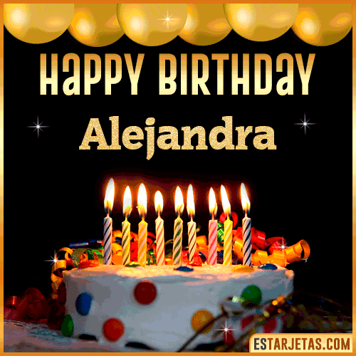 Gif happy Birthday Cake  Alejandra