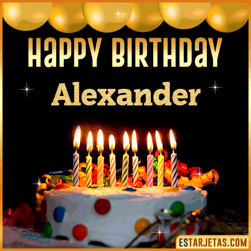 Gif happy Birthday Cake  Alexander