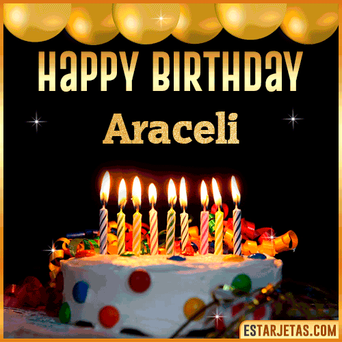 Gif happy Birthday Cake  Araceli