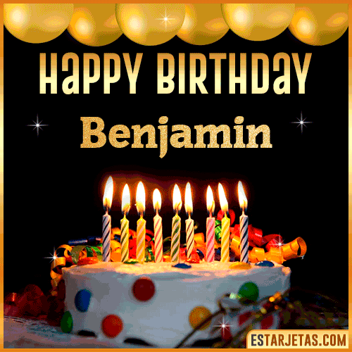 Gif happy Birthday Cake  Benjamin