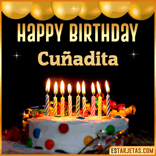 Gif happy Birthday Cake  Cuñadita