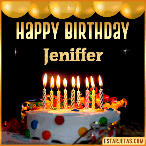 Gif happy Birthday Cake  Jeniffer