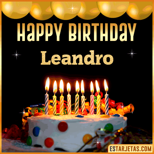 Gif happy Birthday Cake  Leandro