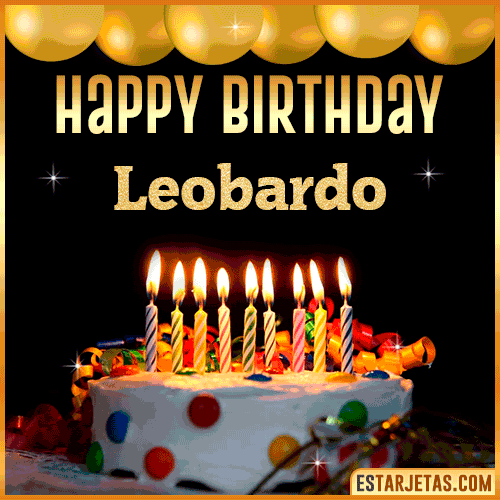 Gif happy Birthday Cake  Leobardo