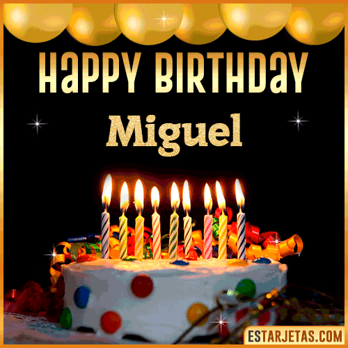 Gif happy Birthday Cake  Miguel