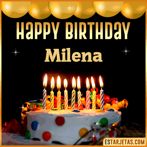 Gif happy Birthday Cake  Milena
