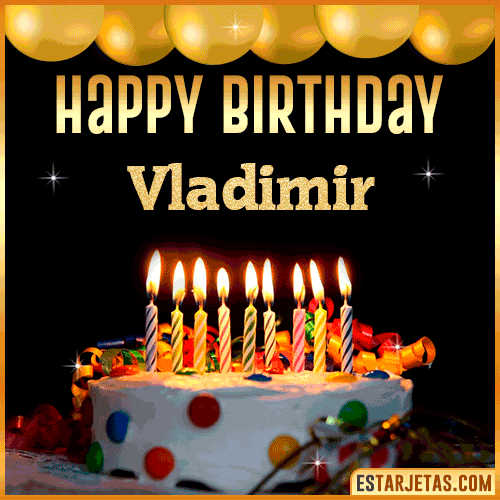 Gif happy Birthday Cake  Vladimir