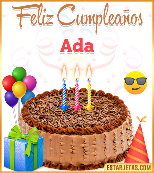 Imágenes de pastel de Feliz Cumpleaños para  Ada