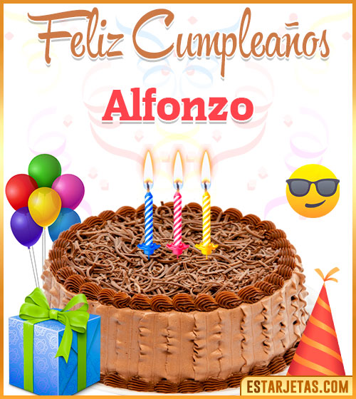 Imágenes de pastel de Feliz Cumpleaños para  Alfonzo