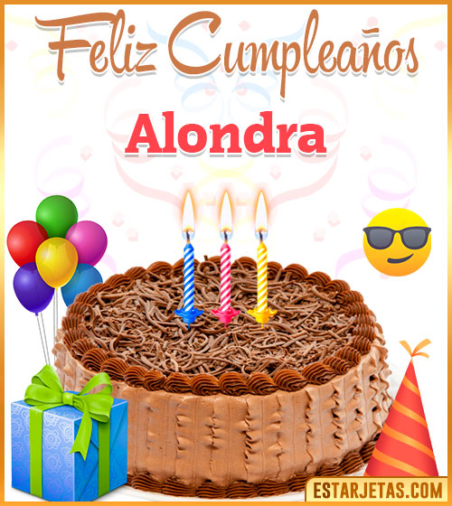 Imágenes de pastel de Feliz Cumpleaños para  Alondra