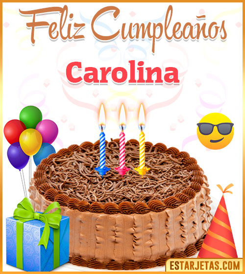 Imágenes de pastel de Feliz Cumpleaños para  Carolina