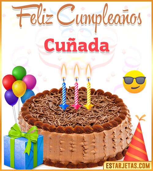Imágenes de pastel de Feliz Cumpleaños para  Cuñada