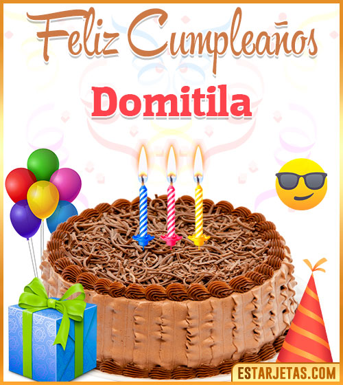 Imágenes de pastel de Feliz Cumpleaños para  Domitila