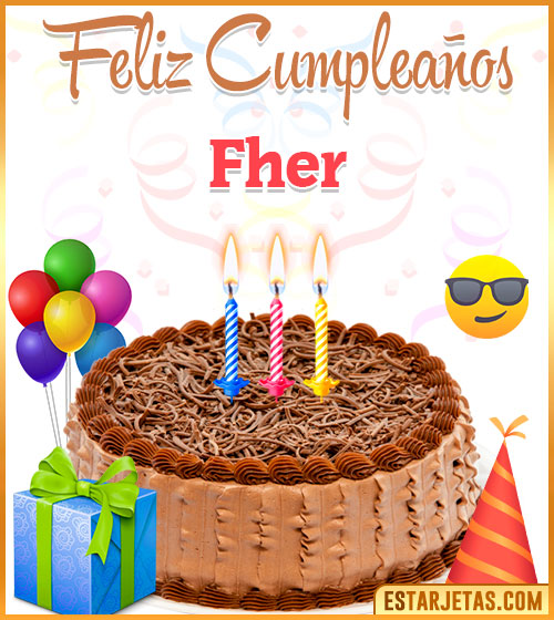 Imágenes de pastel de Feliz Cumpleaños para  Fher