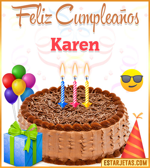 Imágenes de pastel de Feliz Cumpleaños para  Karen