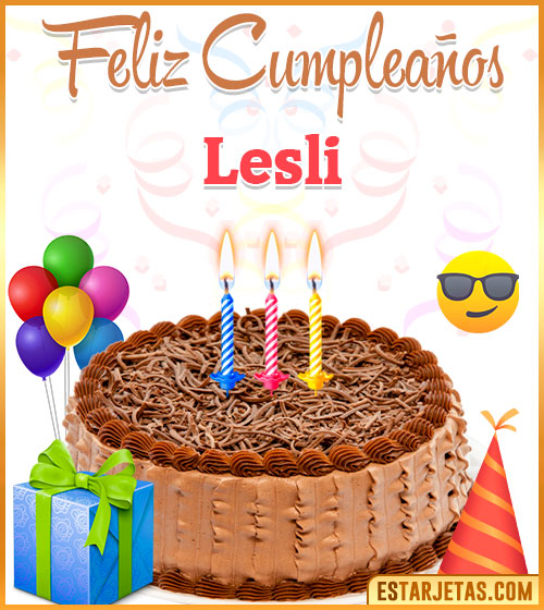Imágenes de pastel de Feliz Cumpleaños para  Lesli