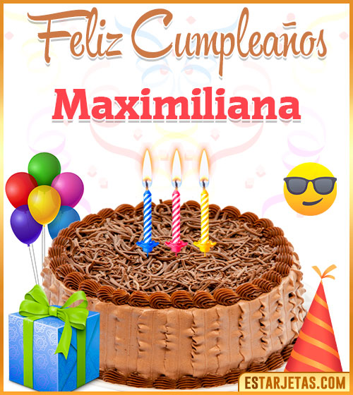 Imágenes de pastel de Feliz Cumpleaños para  Maximiliana