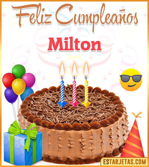Imágenes de pastel de Feliz Cumpleaños para  Milton