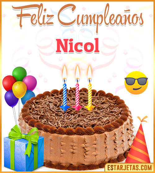 Imágenes de pastel de Feliz Cumpleaños para  Nicol