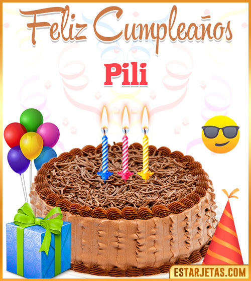 Imágenes de pastel de Feliz Cumpleaños para  Pili